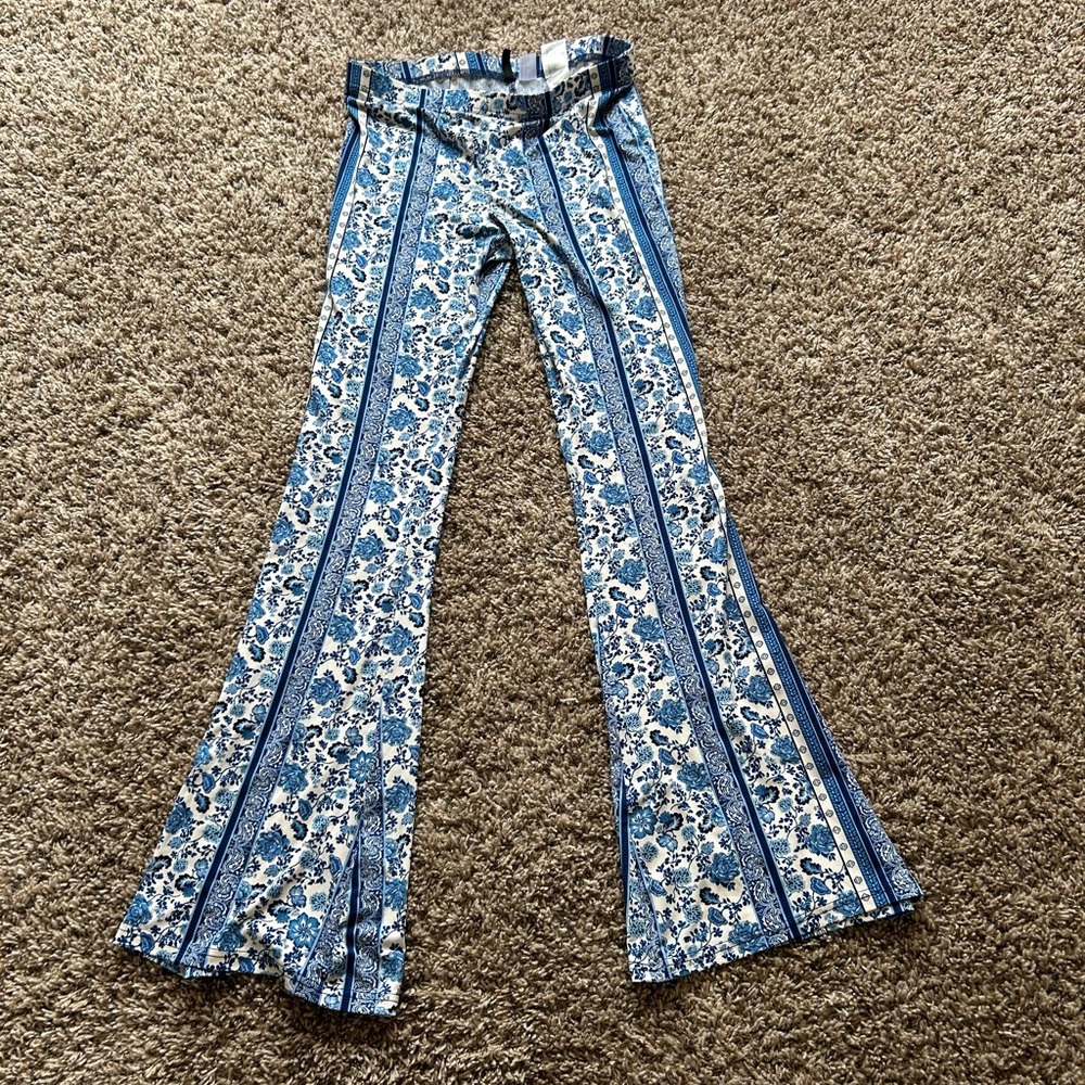 Blue and White Paisley Pants